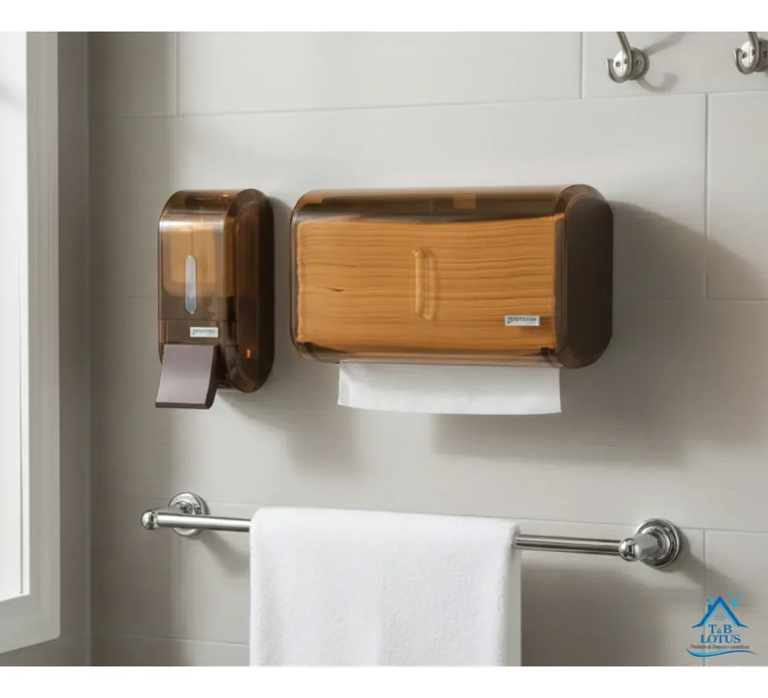 Kit Porta Papel Toalha Saboneteira Liquido Dispenser Marrom
