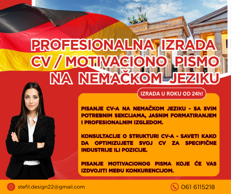 Izrada CV-a / motivacionog pisma na Nemackom jeziku/ Prevod dokumenata