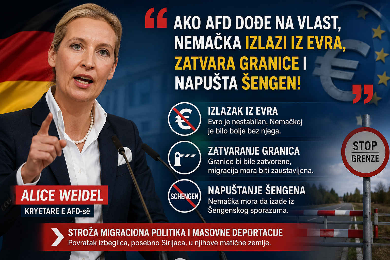 Weidel kündigt weitreichende Änderungen an: Deutschland soll Euro und Schengen verlassen