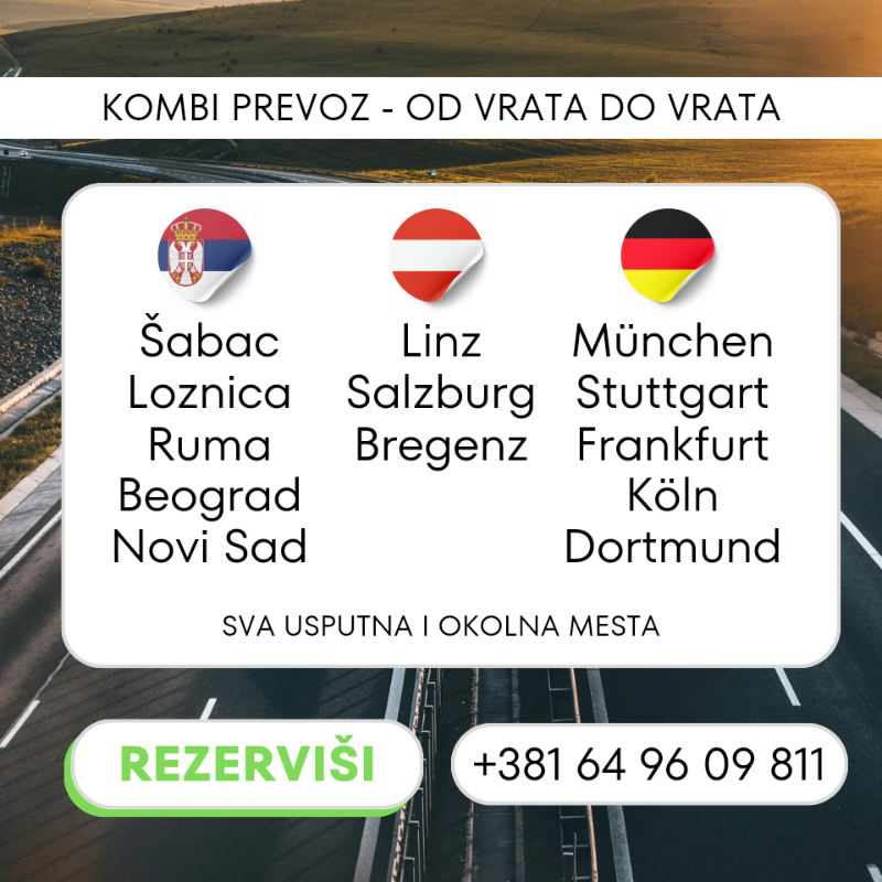 Kombi prevoz Srbija - Austrija - Nemačka