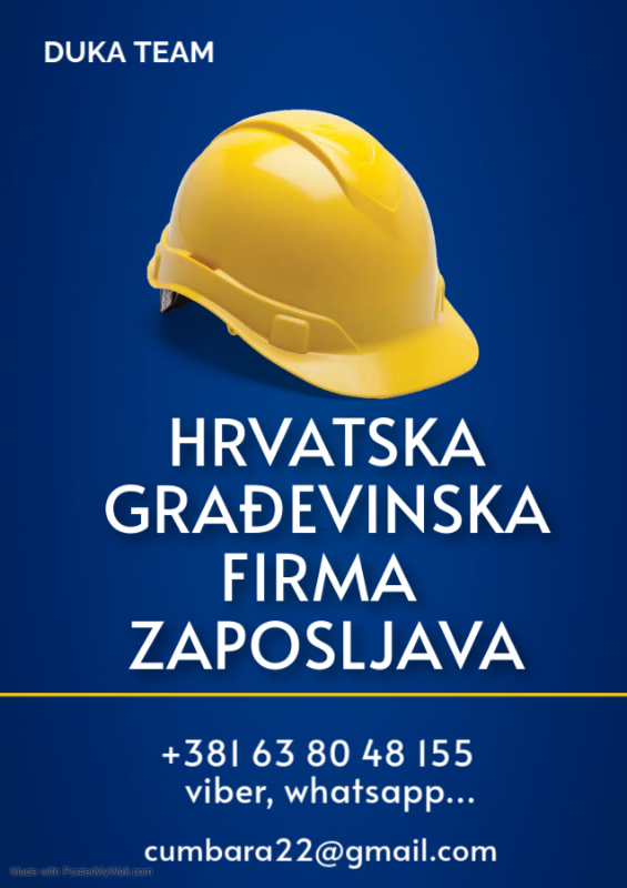 GRAĐEVINSKA FIRMA iz Hrvatske zapošljava veći broj radnika