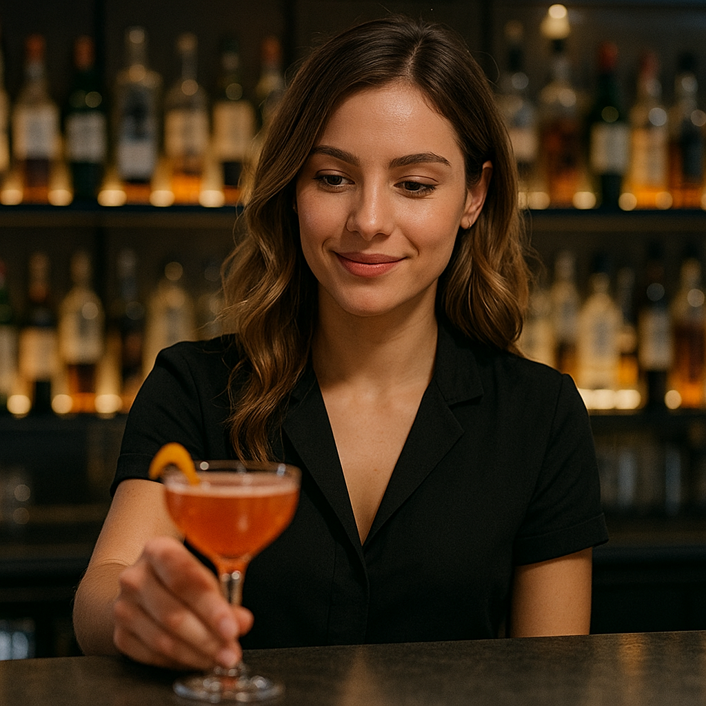 Bartender with cocktail