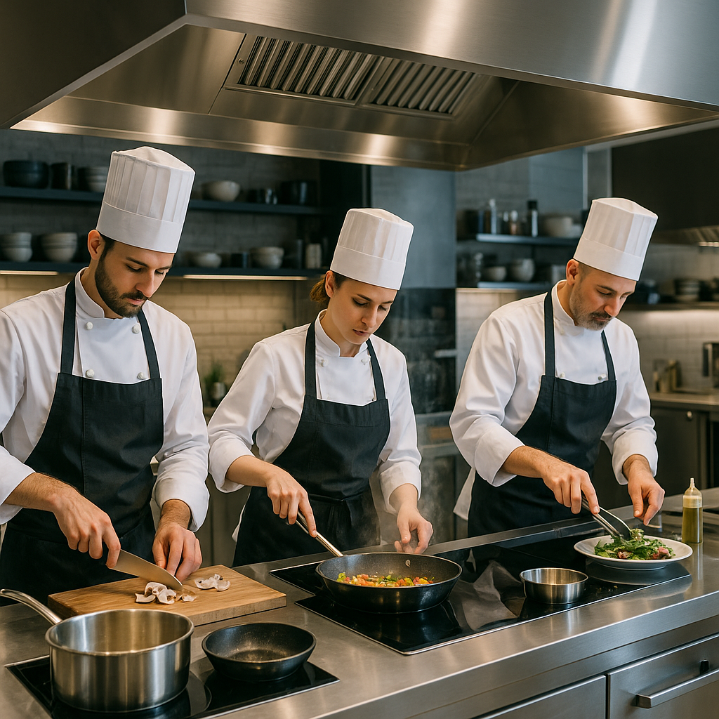 Professional Chefs in Modern Kitchen