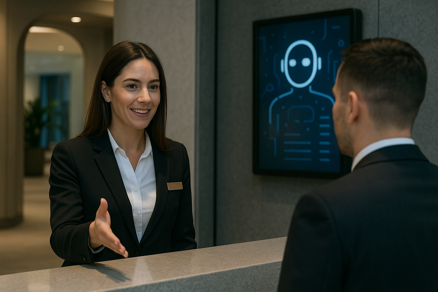 Hotel concierge greeting a guest