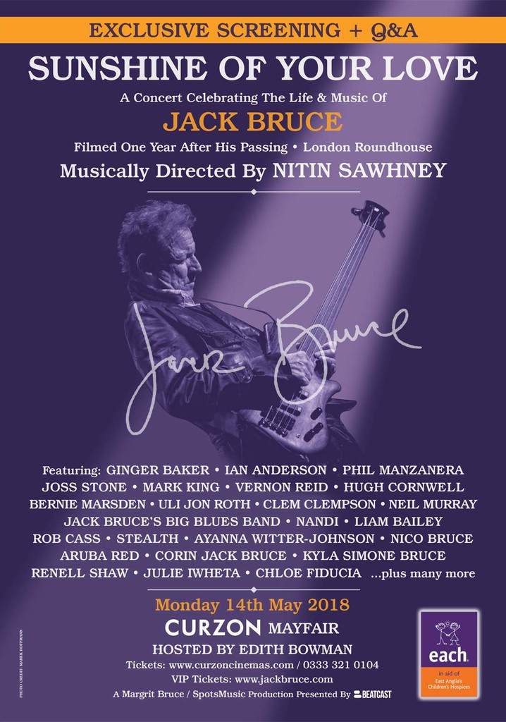 Sunshine of Your Love: A Concert for Jack Bruce poster