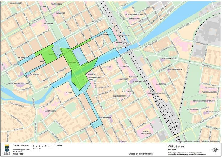 Gävle kommun monterar gratis WiFi i stadskärnan 