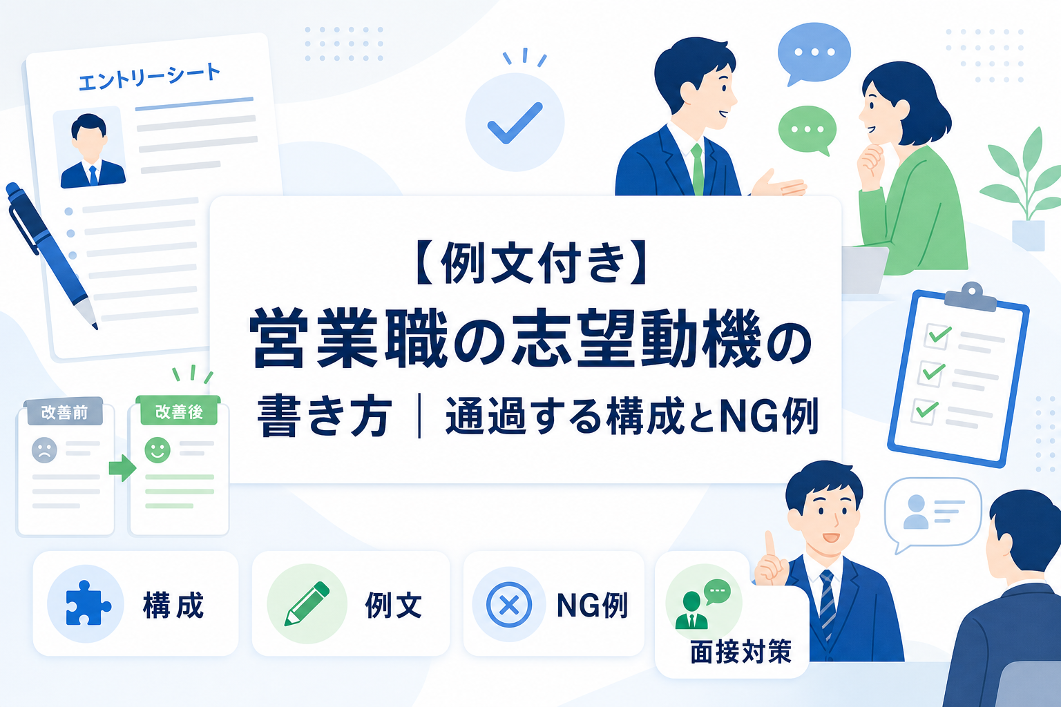 【例文付き】営業職の志望動機の書き方|通過する構成とNG例