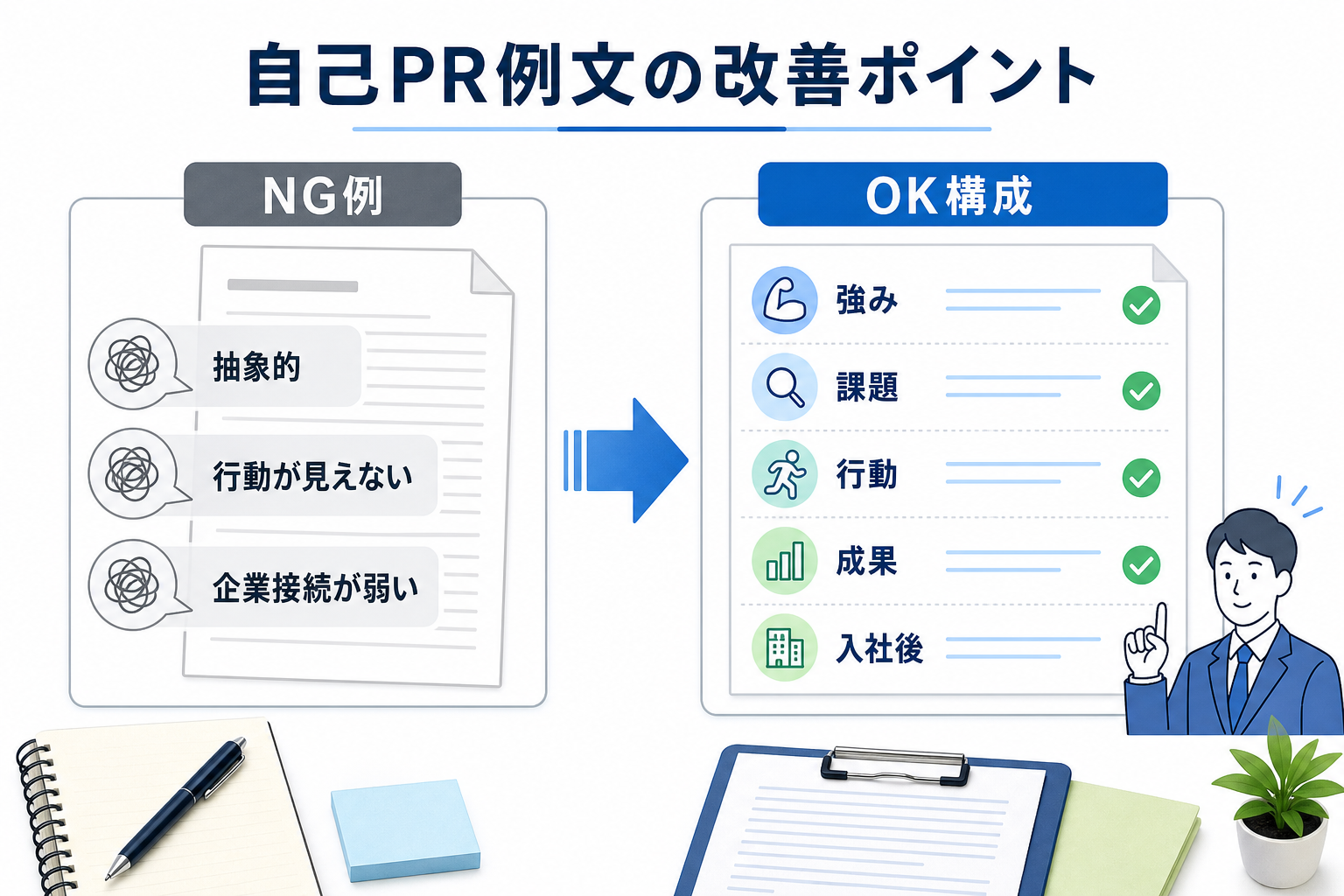 エントリーシート-自己PR例文-改善ポイント-NG例