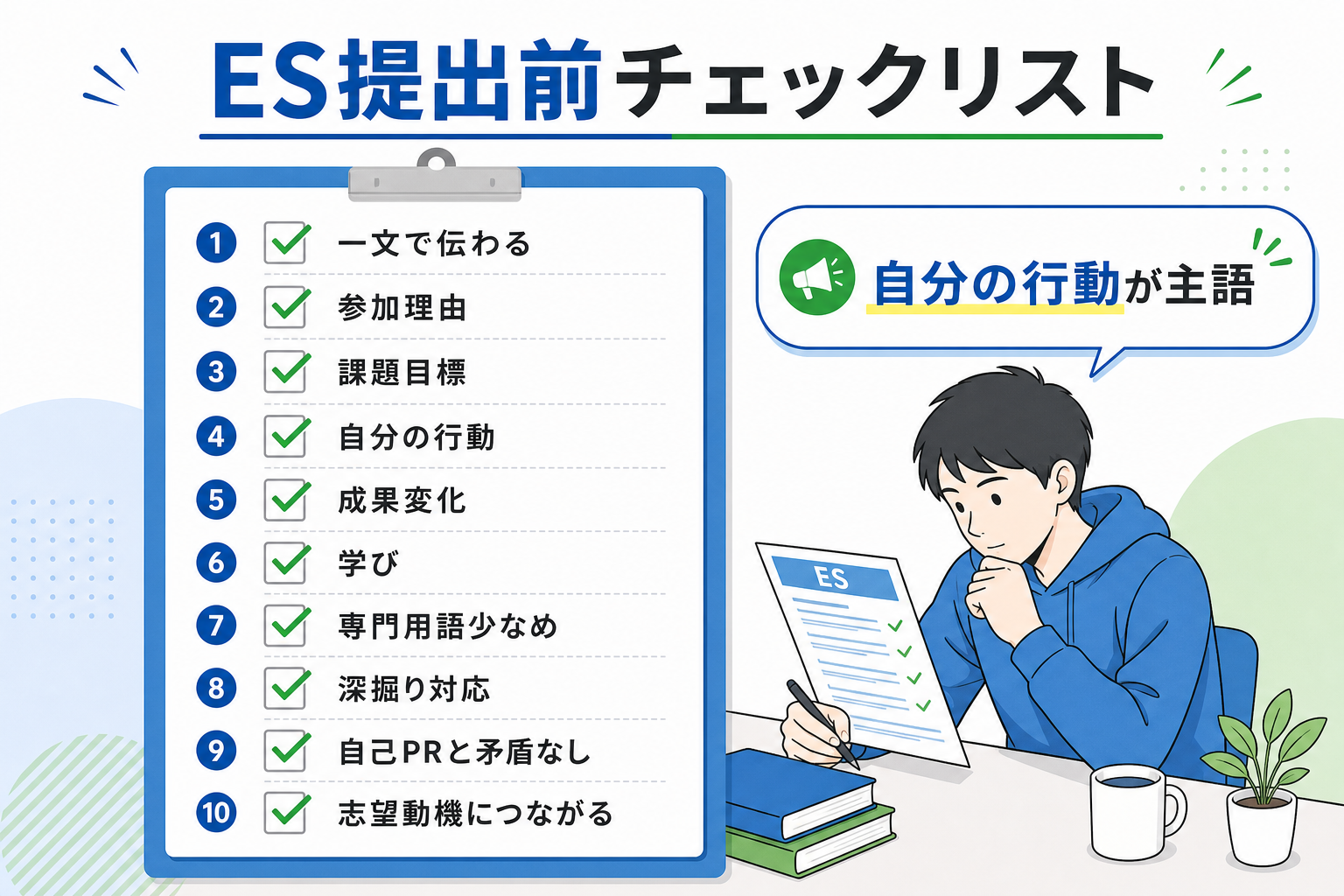 ガクチカ-インターン-ES提出前-仕上げチェックリスト