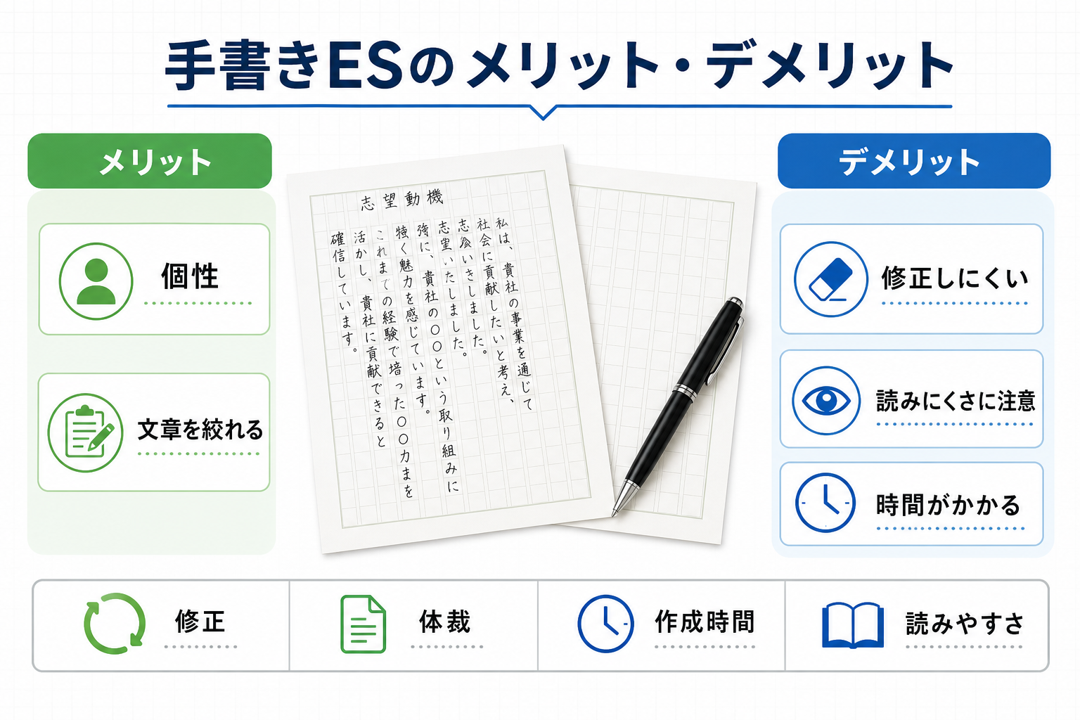 エントリーシート-手書き-メリット-デメリット-比較
