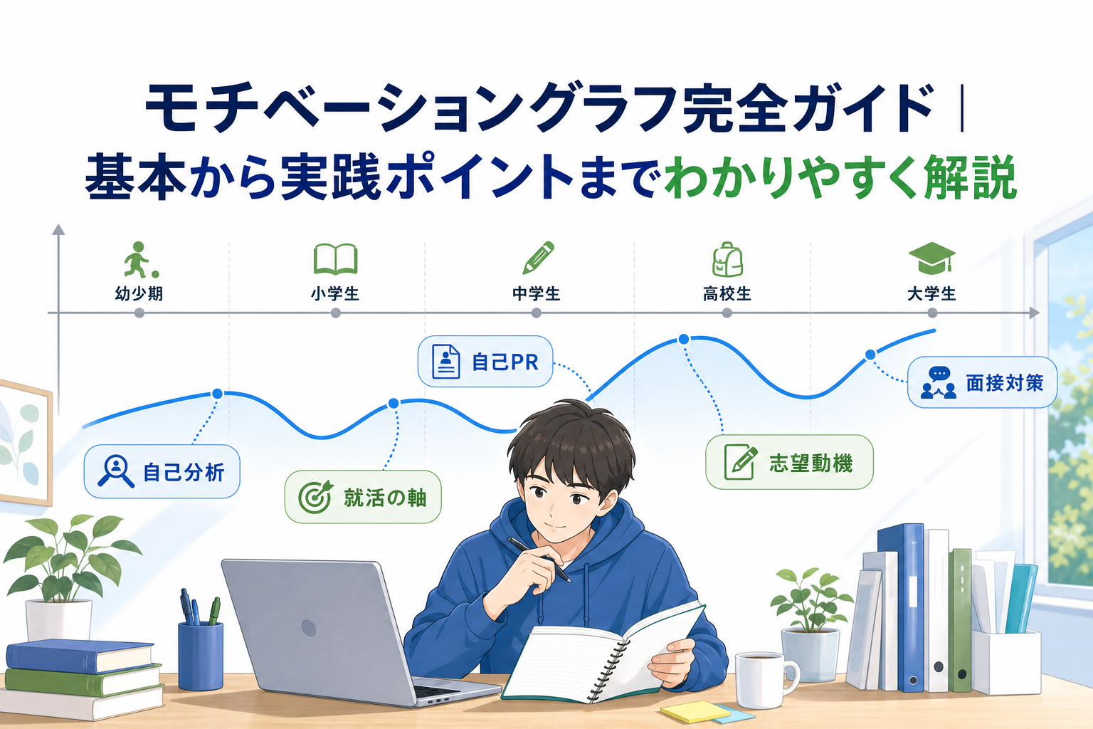 モチベーショングラフの書き方完全ガイド｜自己分析・ES・面接への活用法を初心者向けに解説