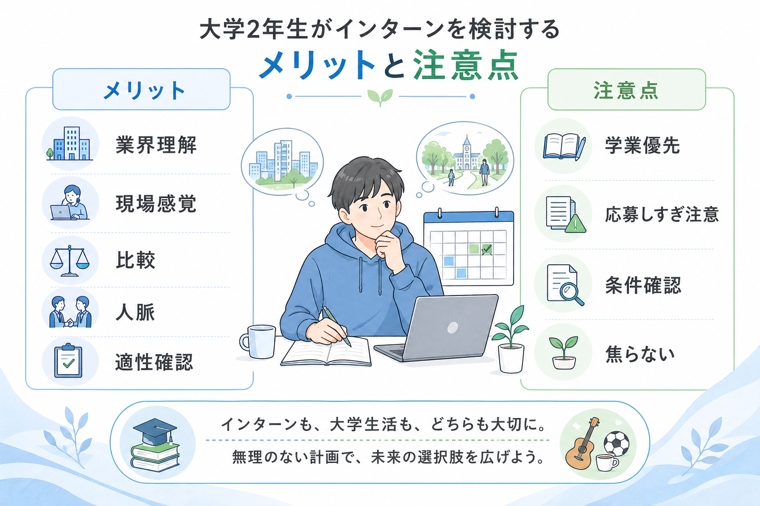 就活-2年生-インターン-メリット-注意点-バランス
