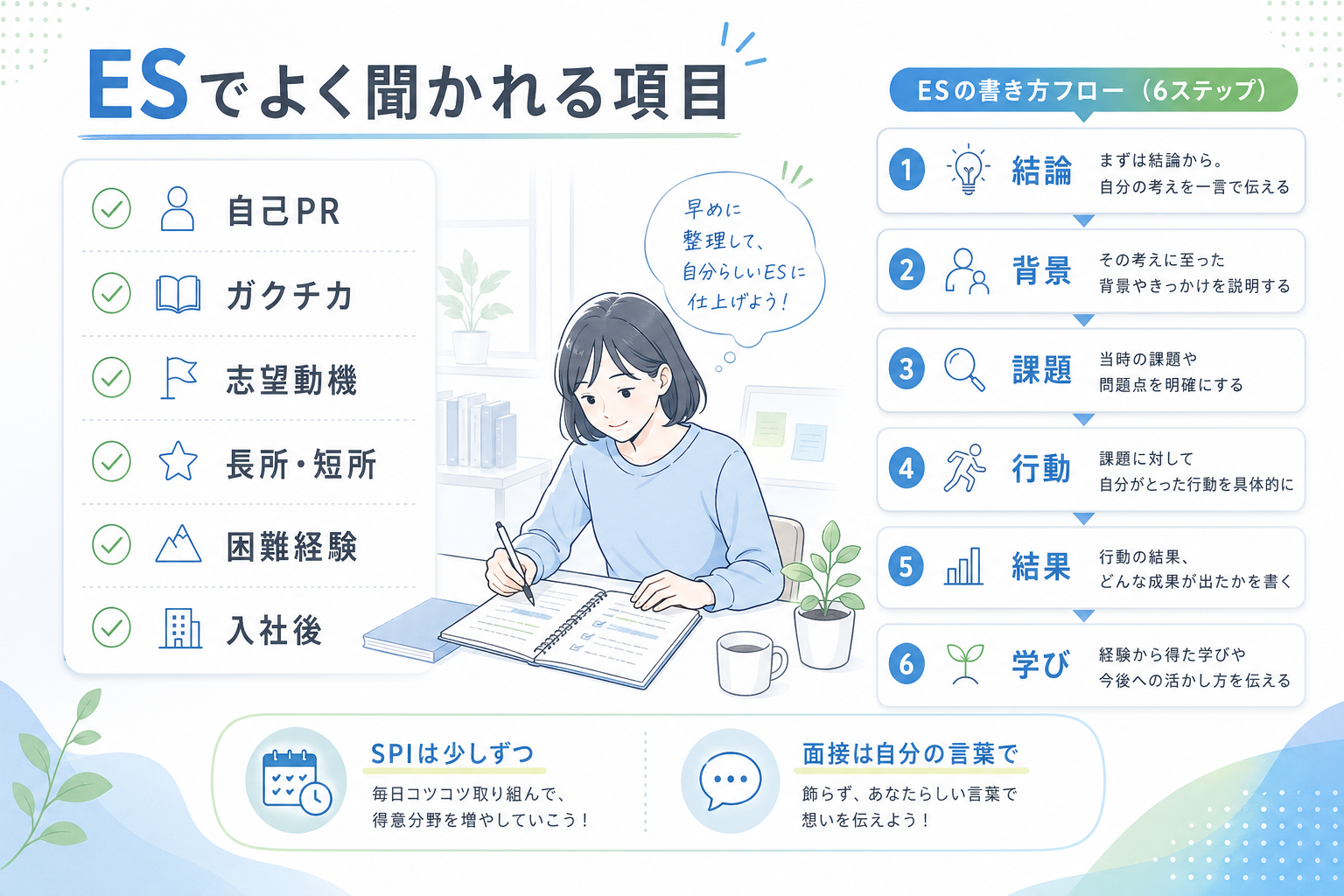 就活-3年生-ES-よく聞かれる項目-書き方6ステップ