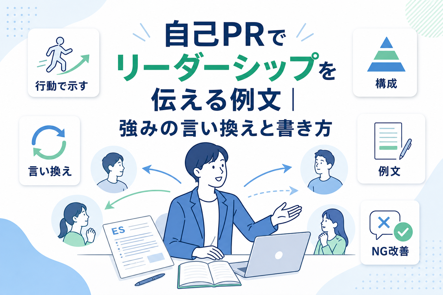 自己PRでリーダーシップを伝える例文|強みの言い換えと書き方