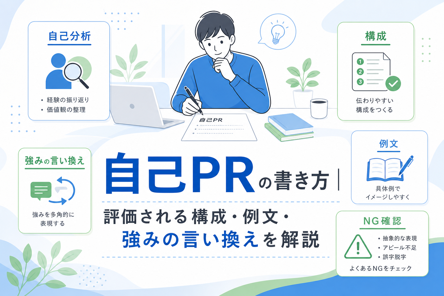 自己PRの書き方｜評価される構成・例文・強みの言い換えを解説