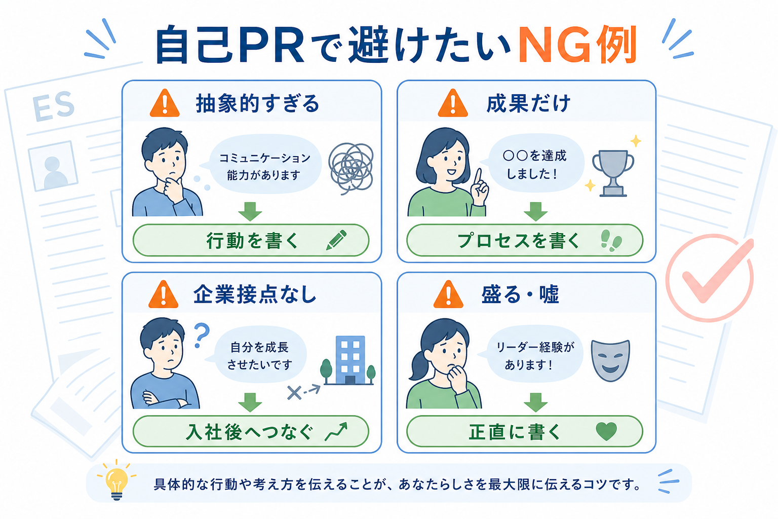 自己PRの書き方-NG例-避けたい表現