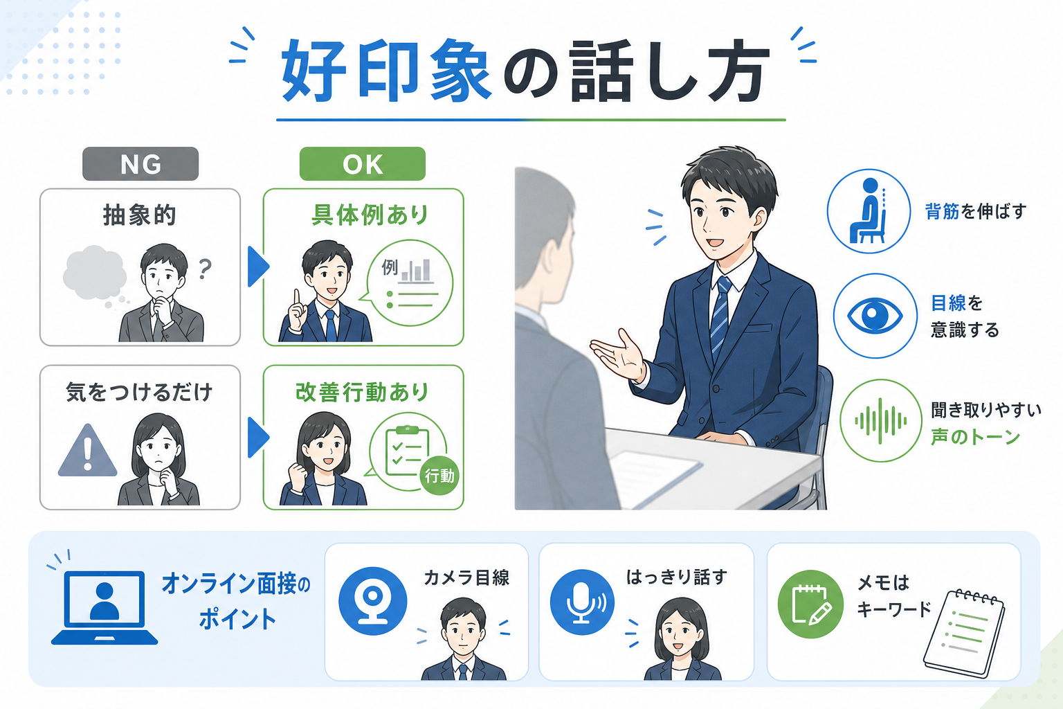 面接-長所-短所-話し方-マナー-NG例改善