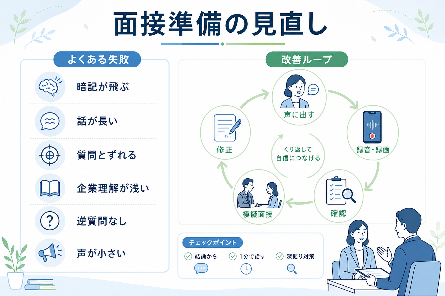 就活-うまくいかない-面接練習不足-録音録画対策