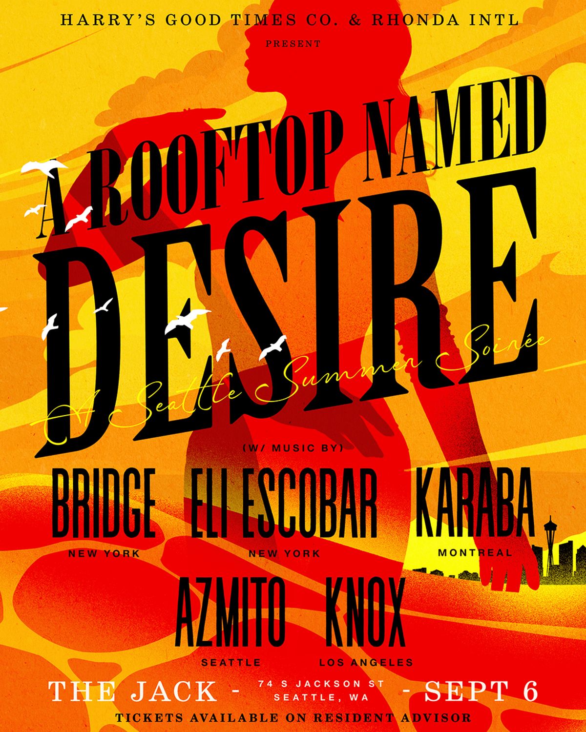 A Rooftop Named Desire with Bridge, Eli Escobar, KARABA, Azmito, & KNOX flyer