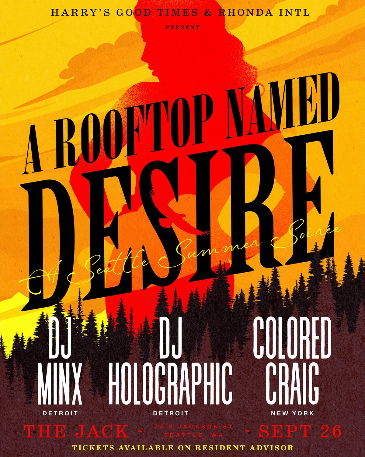 A Rooftop Named Desire with DJ Minx, DJ Holographic, & Colored Craig flyer