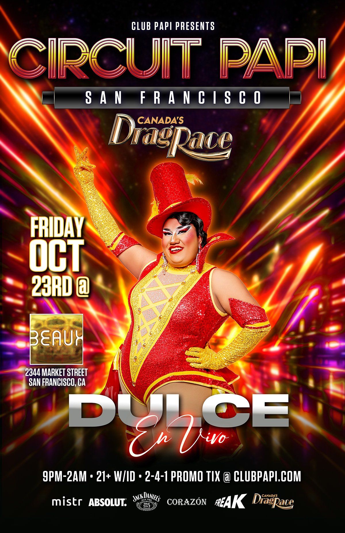 CIRCUIT PAPI w/DJ VERENZUELA & RPDR Canada Star "DULCE" (Latin Night) flyer