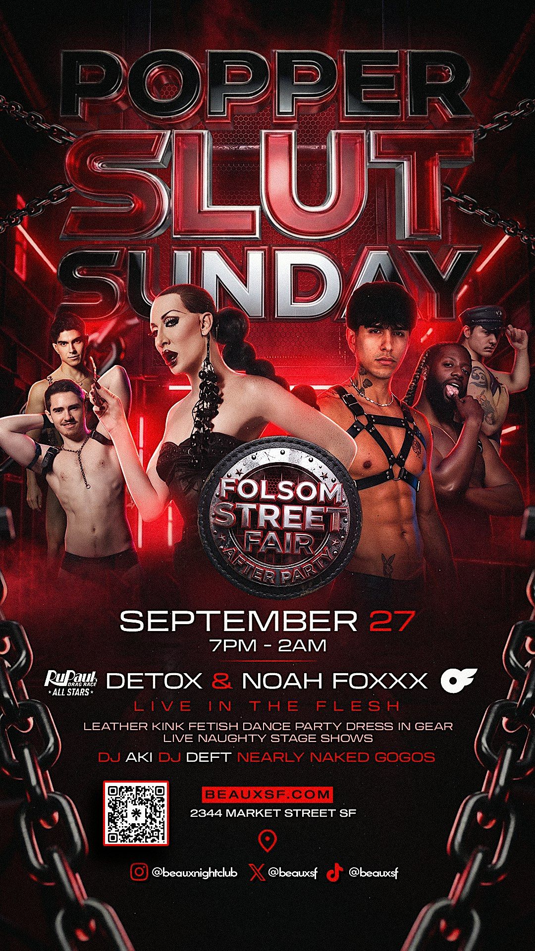DETOX at Folsom Street Fair After Party Sunday Sept 27th at Beaux in Castro flyer