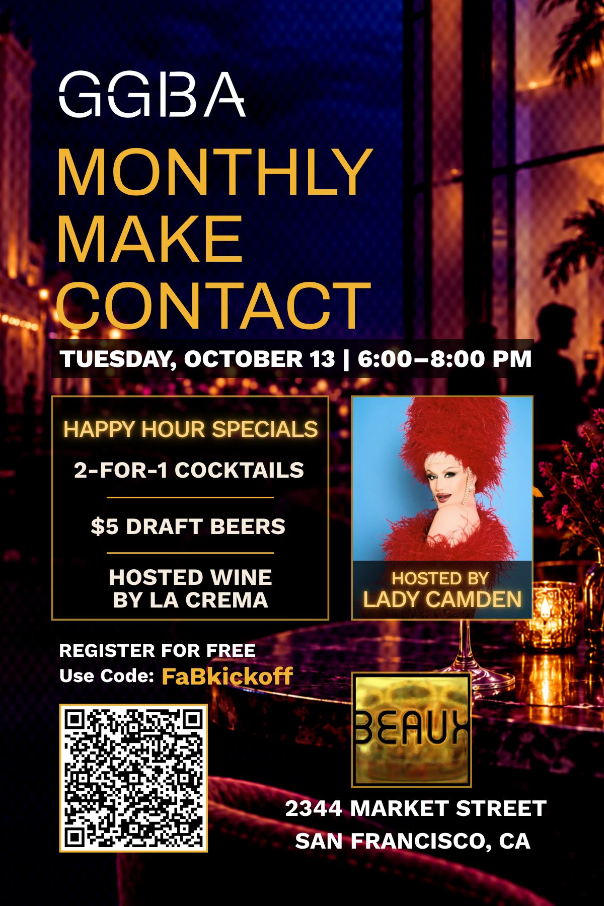 GGBA Monthly Make Contact Happy Hour Mixer flyer