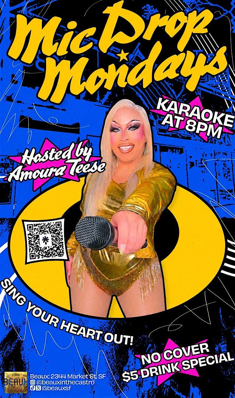 Mic Drop Mondays 1 year anniversary flyer