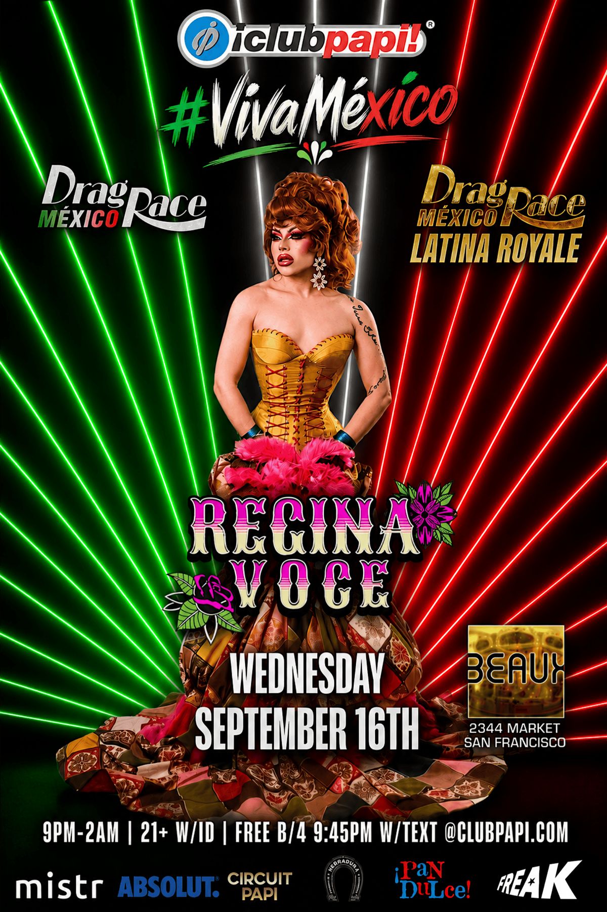 PAN DULCE PRESENTS LATINA ROYALE STAR REGINA VOCE LIVE @ BEAUX SF flyer