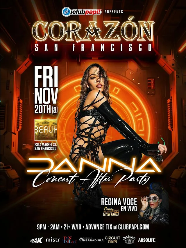 CORAZON SF "DANNA CONCERT AFTER PARTY"  W/REGINA VOCE LIVE  @ BEAUX SF flyer