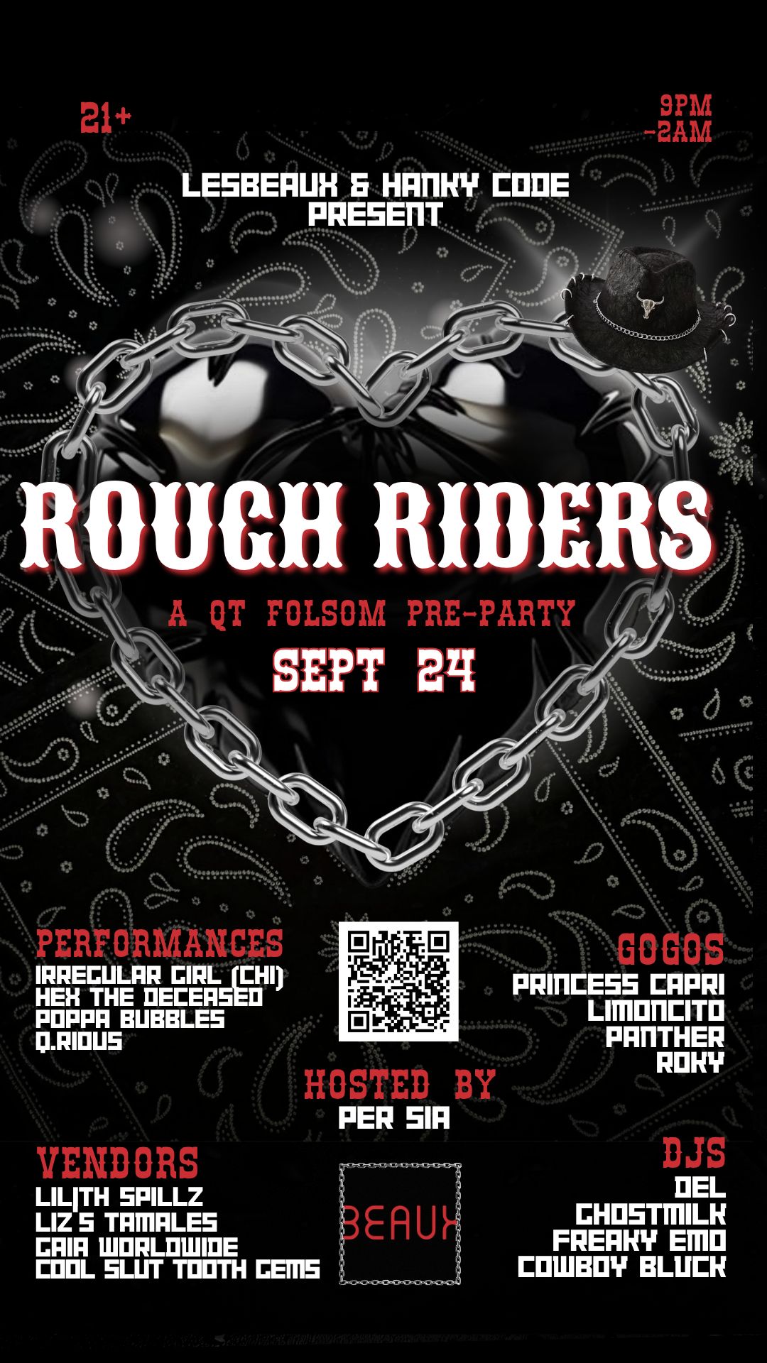 ROUGH RIDERS by Lesbeaux & Hanky Code (A Sapphic Party) *FOLSOM WEEK* flyer