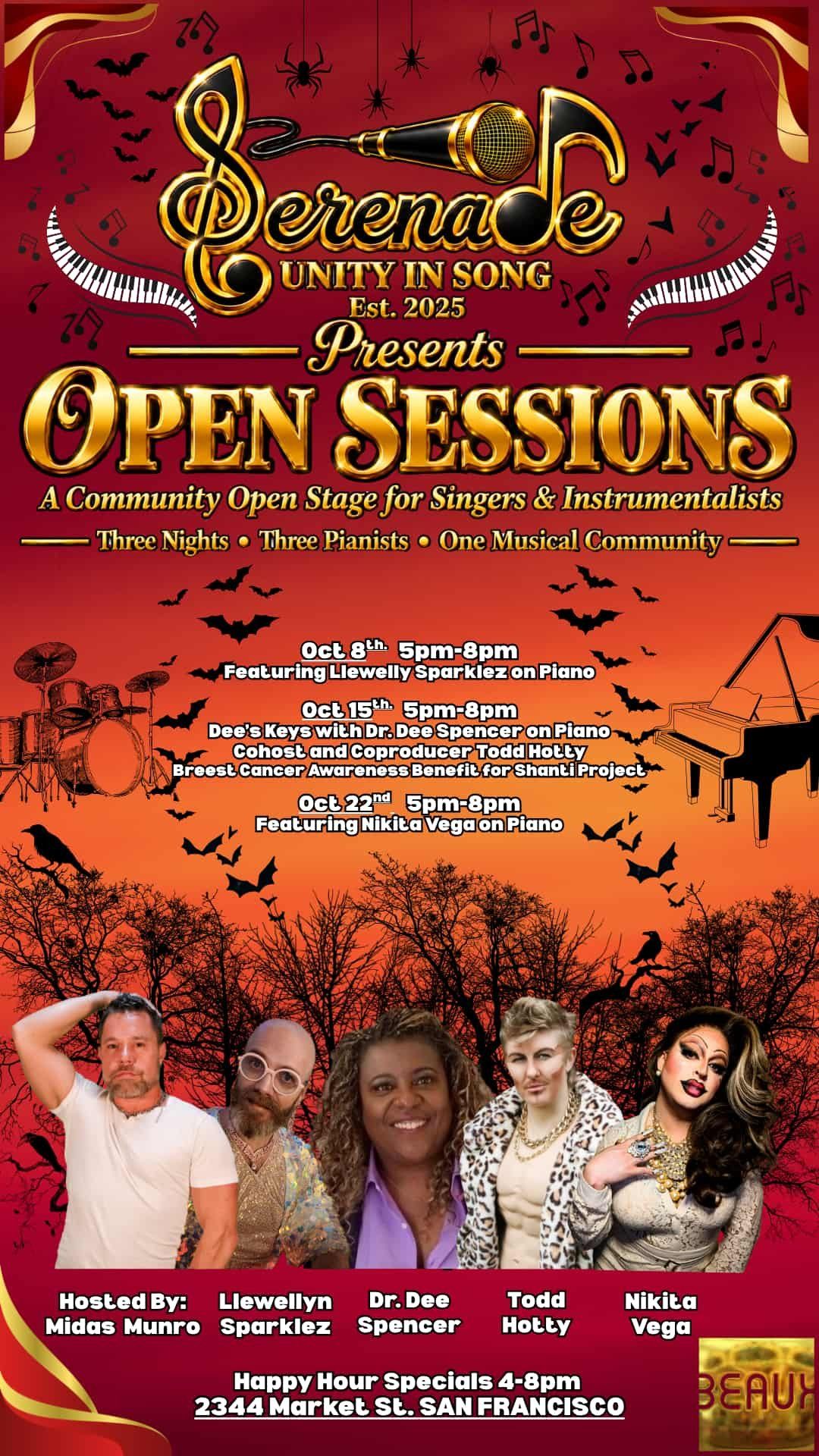 SERENADE Presents: OPEN SESSIONS (A Piano Bar Happy Hour) flyer