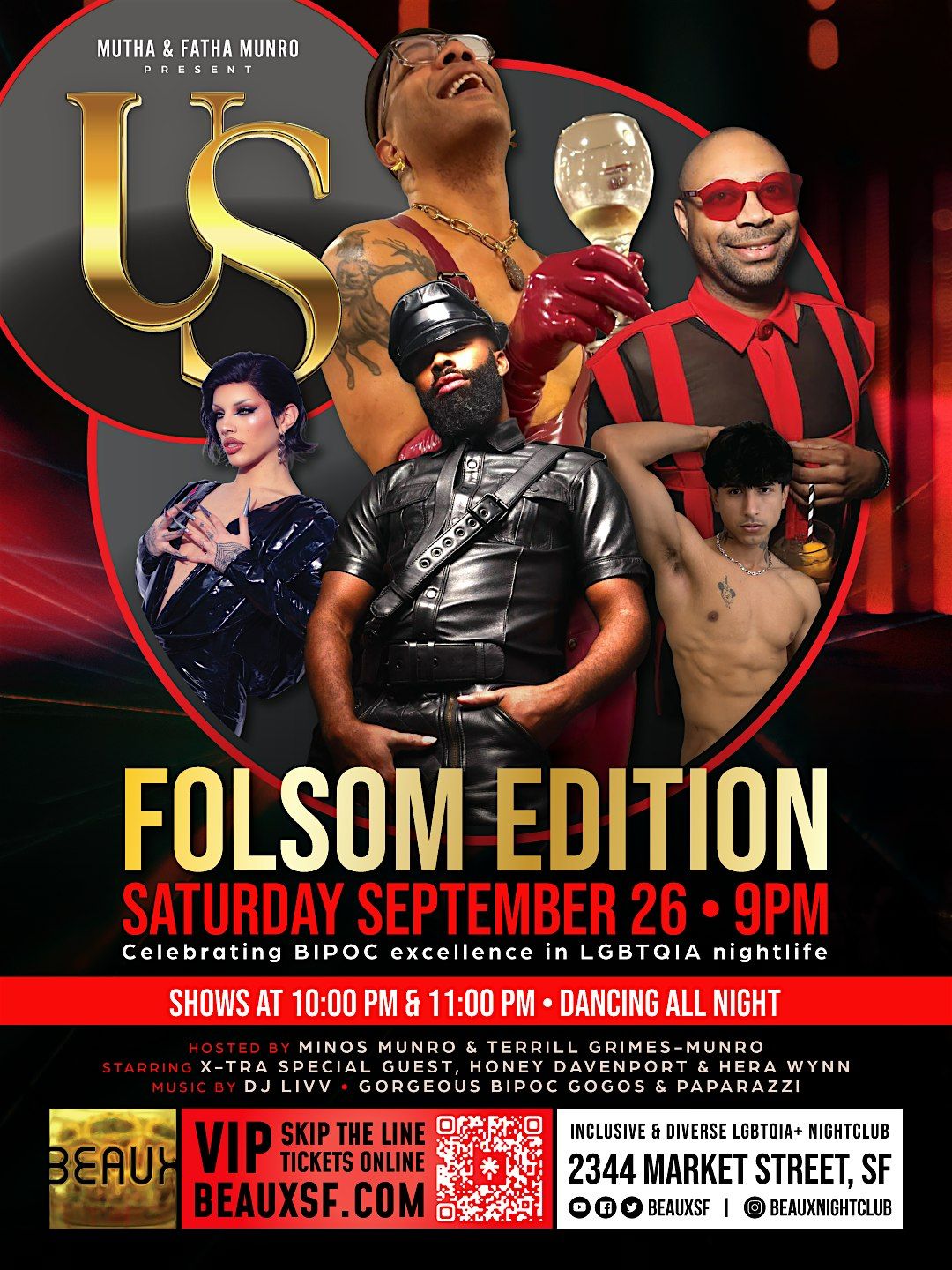 US Folsom Edition BIPOC Leather & Fetish party at Beaux Sat Sept 26th flyer