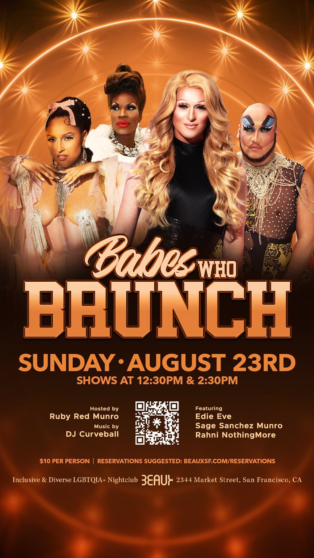Weekend Drag Brunches @ Beaux in the Castro flyer
