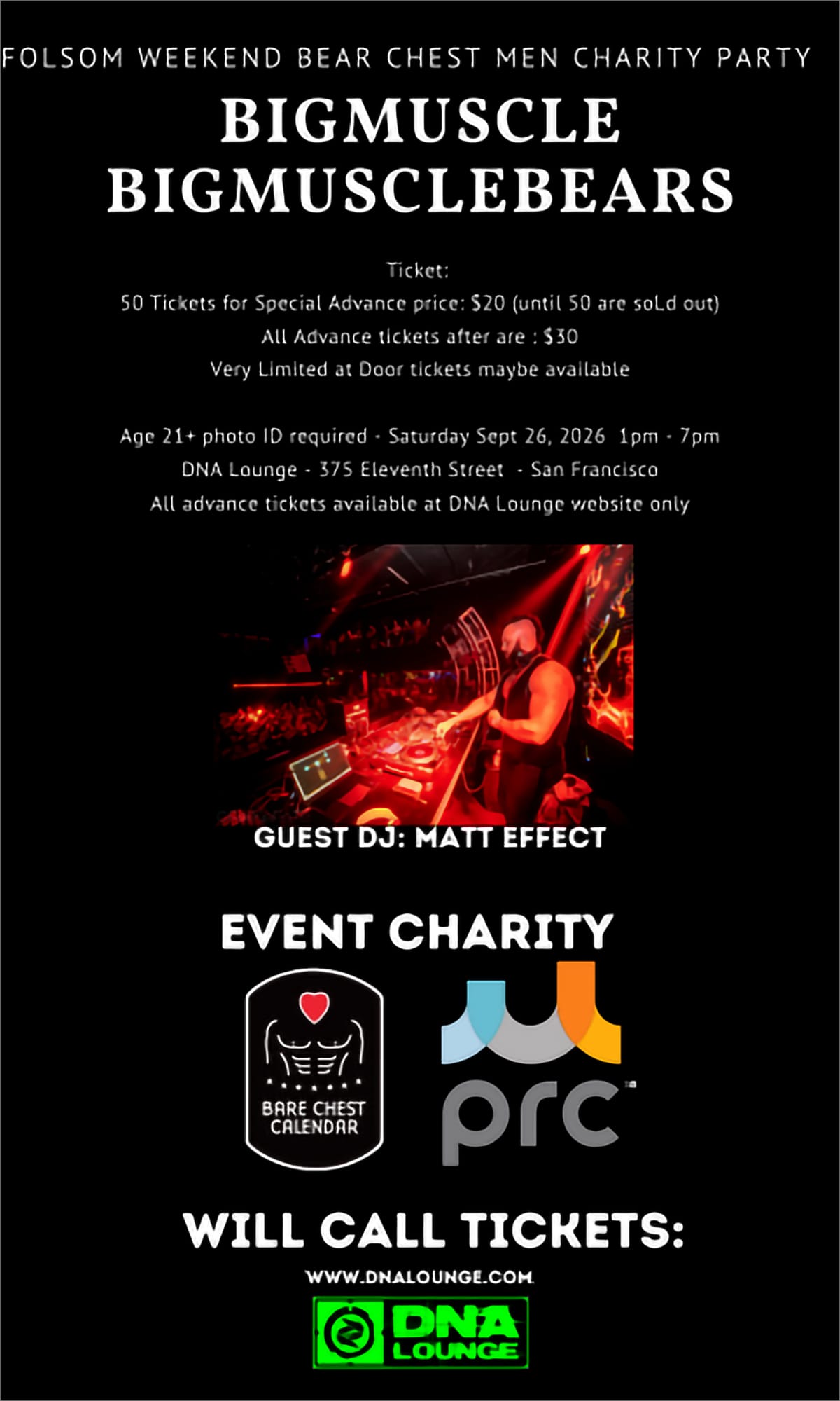 Bare Chest Calendar: Charity Event flyer