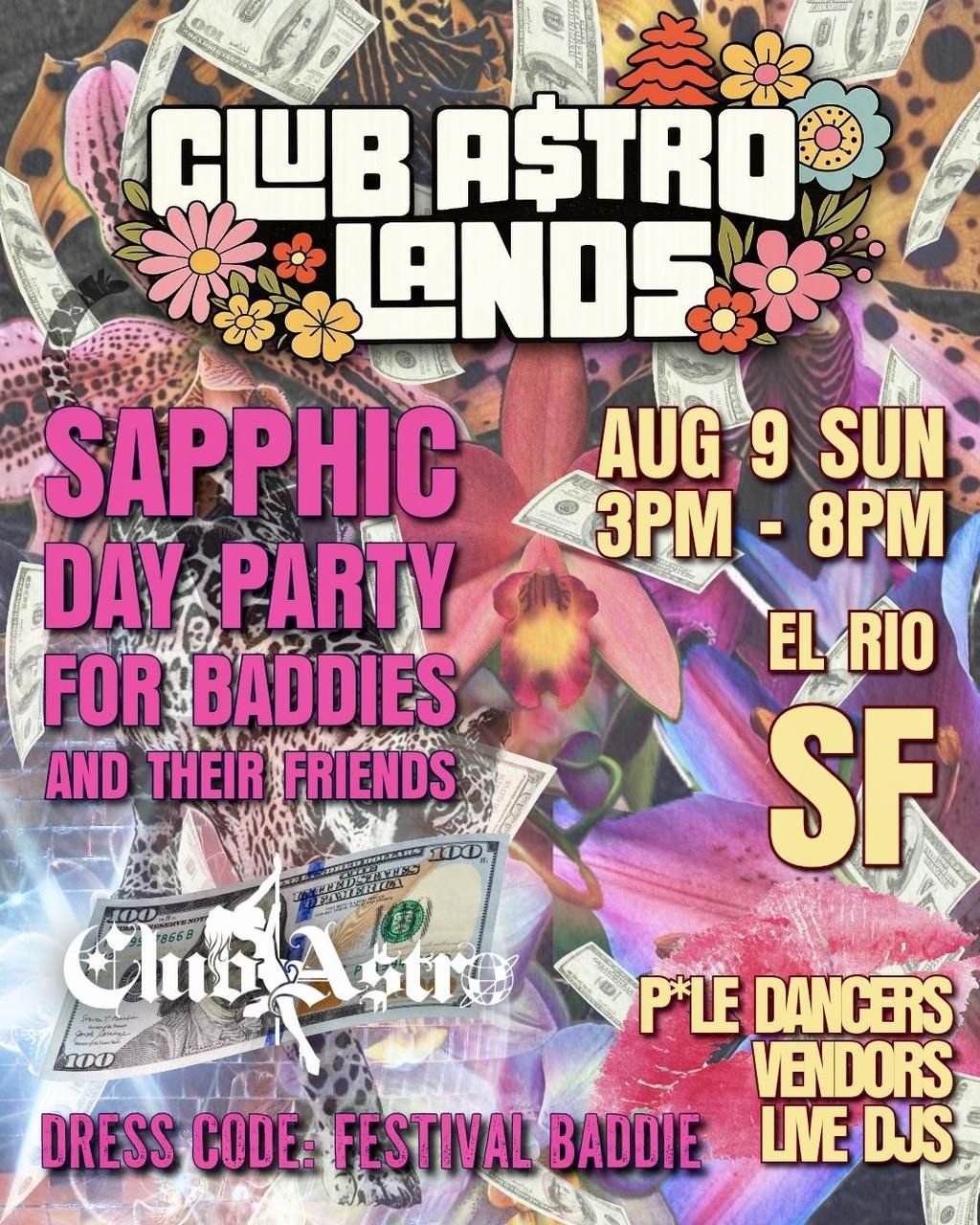 Club A$tro Lands: Sapphic Day Party for Baddies and Their Friends flyer