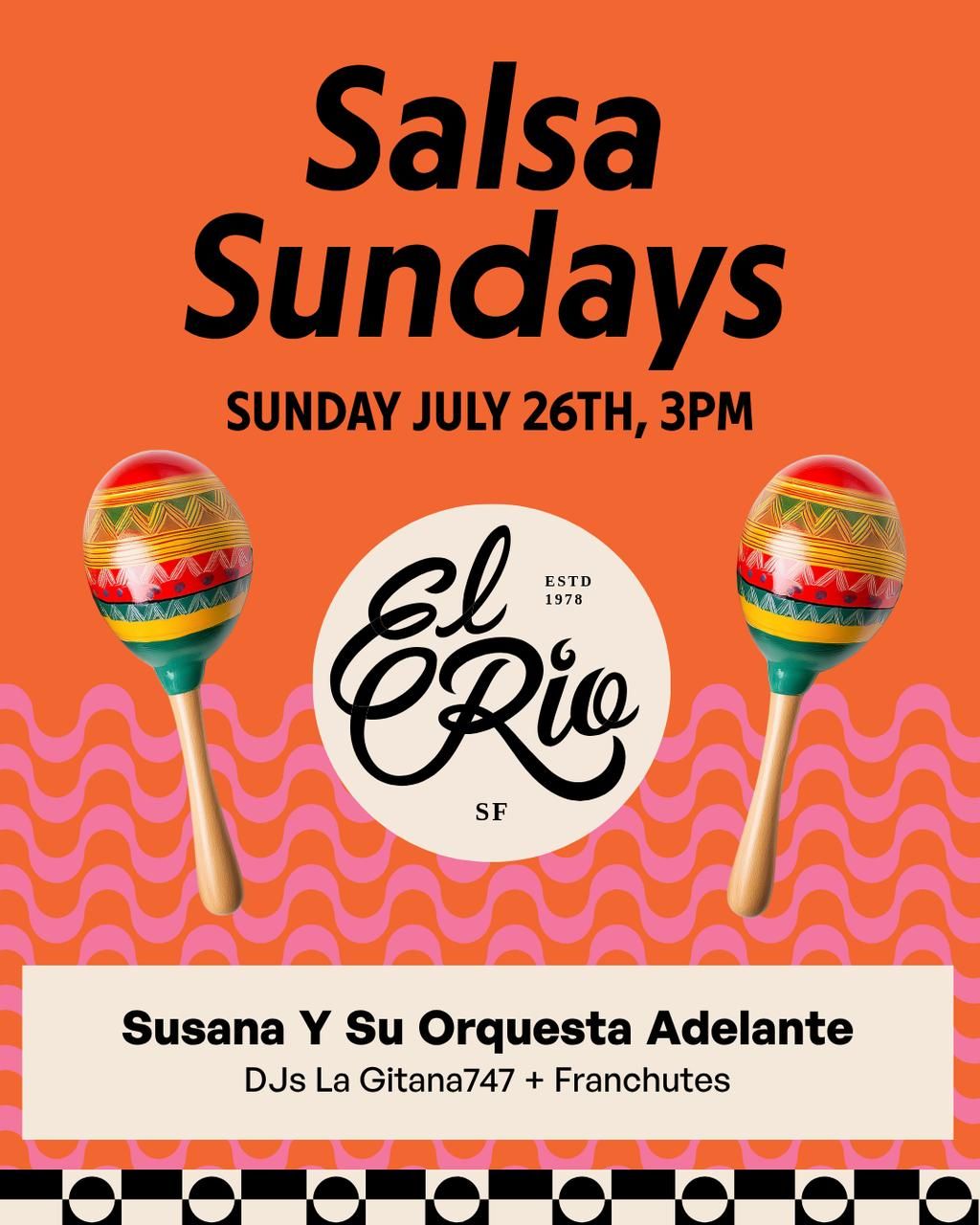 Salsa Sunday with Susana Y Su Orquesta Adelante + DJ La Gitana747 ($10 - $20) flyer