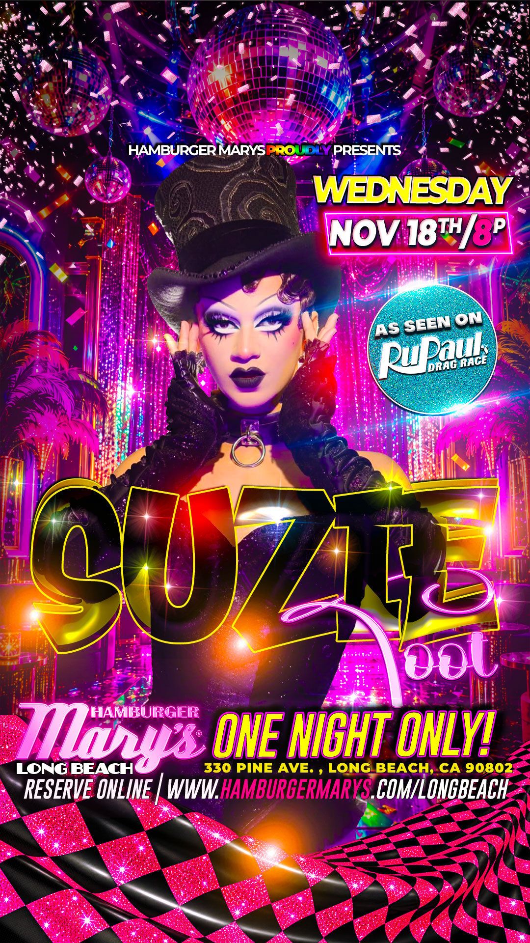 RuPaul's Drag Race DIVA SUZIE TOOT flyer