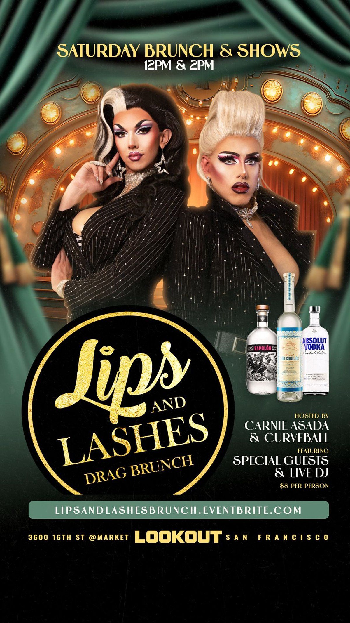 Lips and Lashes Drag Brunch flyer