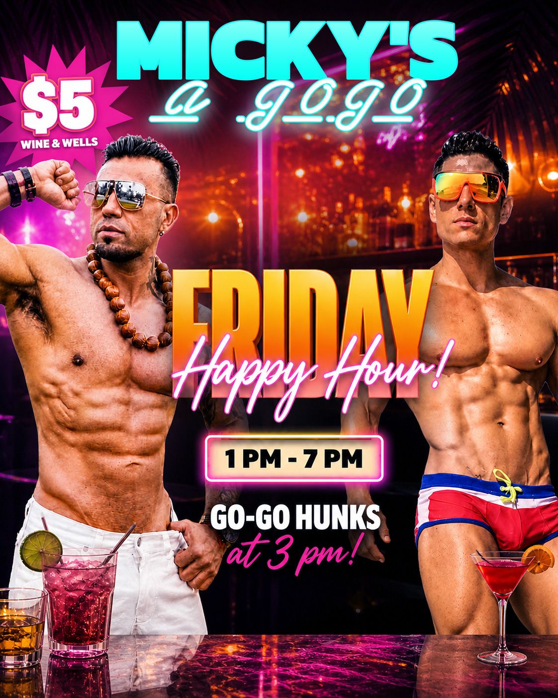 MICKY’S A GOGO Happy Hour flyer