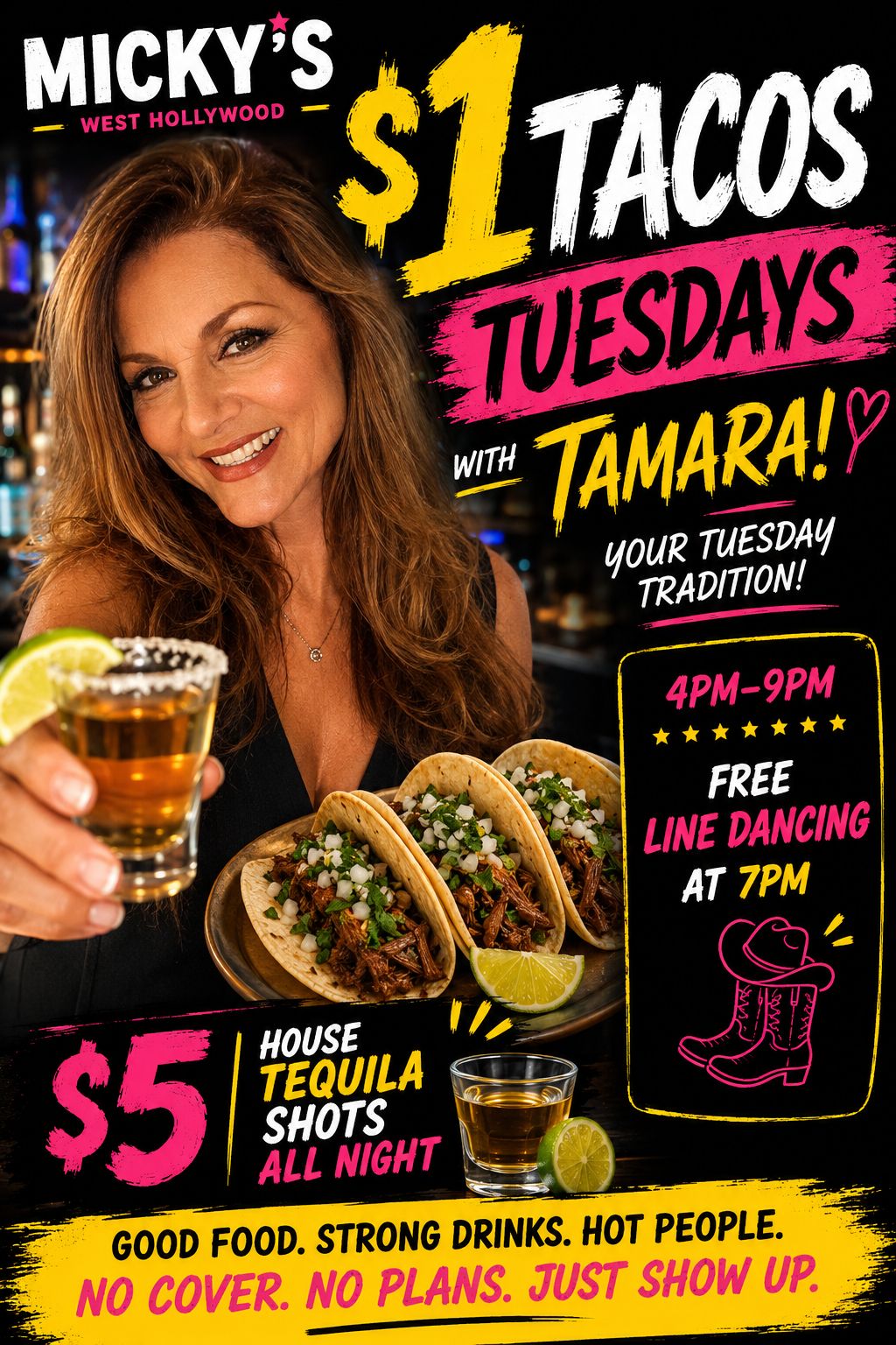 Taco Tuesdays & Happy Hour with Tamara flyer