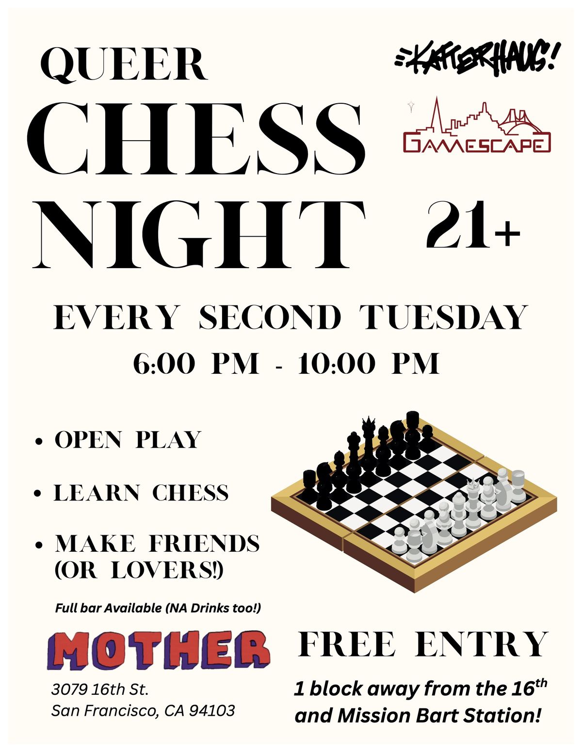 QUEER CHESS NIGHT flyer