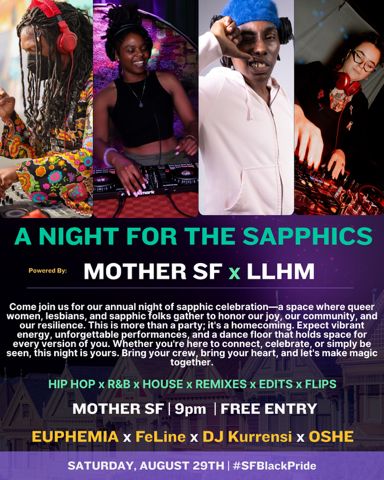 SF BLACK PRIDE: A NIGHT FOR THE SAPPHICS flyer