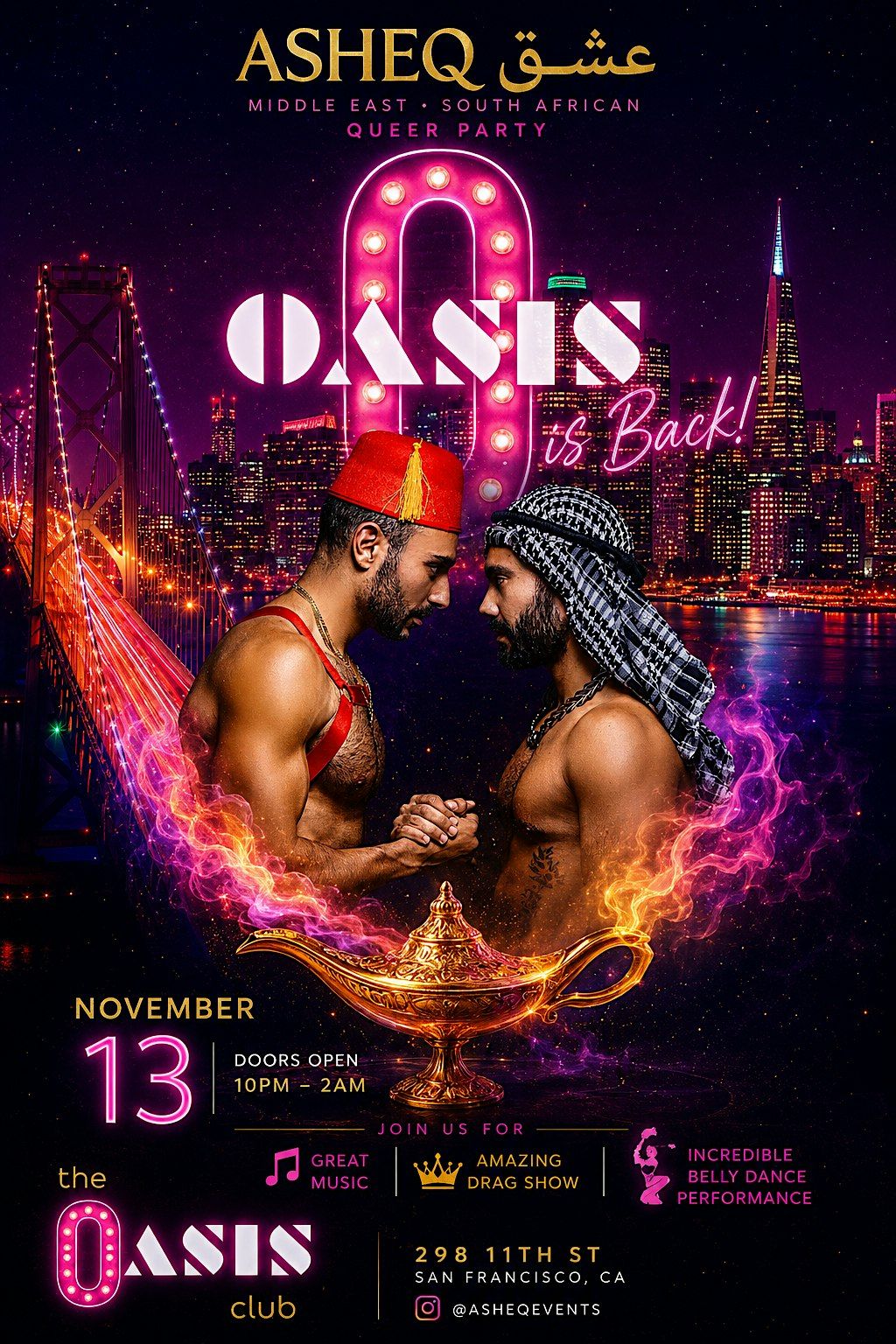 ASHEQ - The Middle East/North African LGBTQ+ Dance Party flyer
