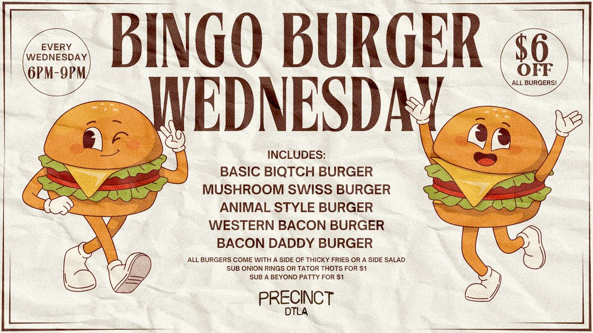 Bingo Burger Wednesday flyer
