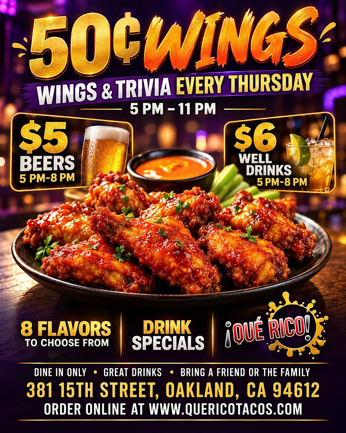 50 Cent Wings and Trivia in the Town flyer