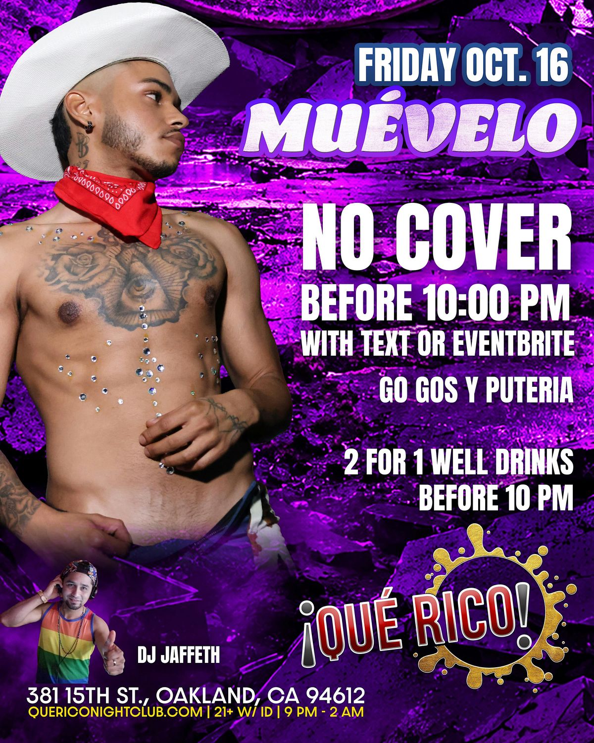 Muevelo at Que Rico - No Cover before 10pm with ticket flyer