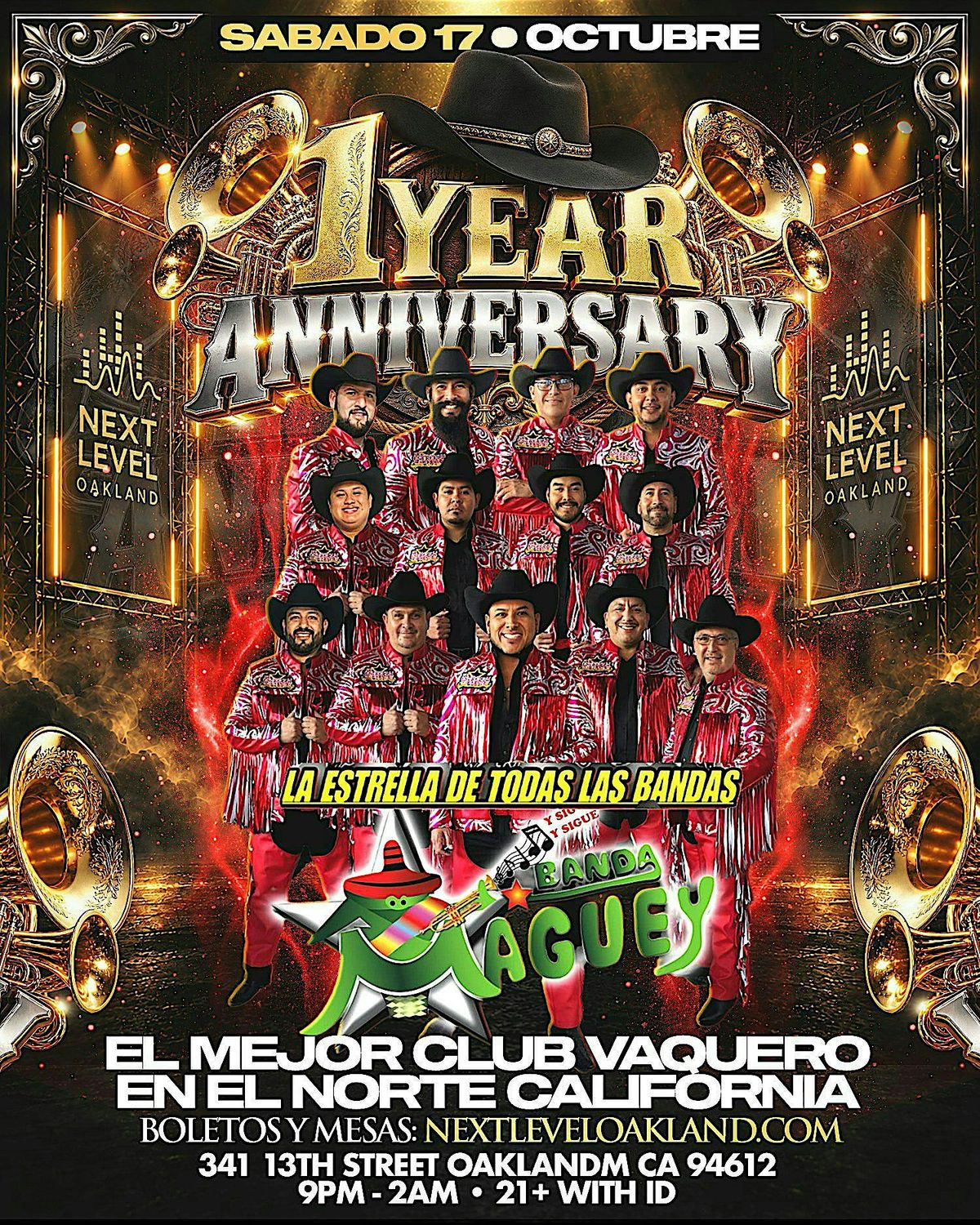 Next Level 1 Year Anniversary BANDA MAGUEY en vivo! flyer