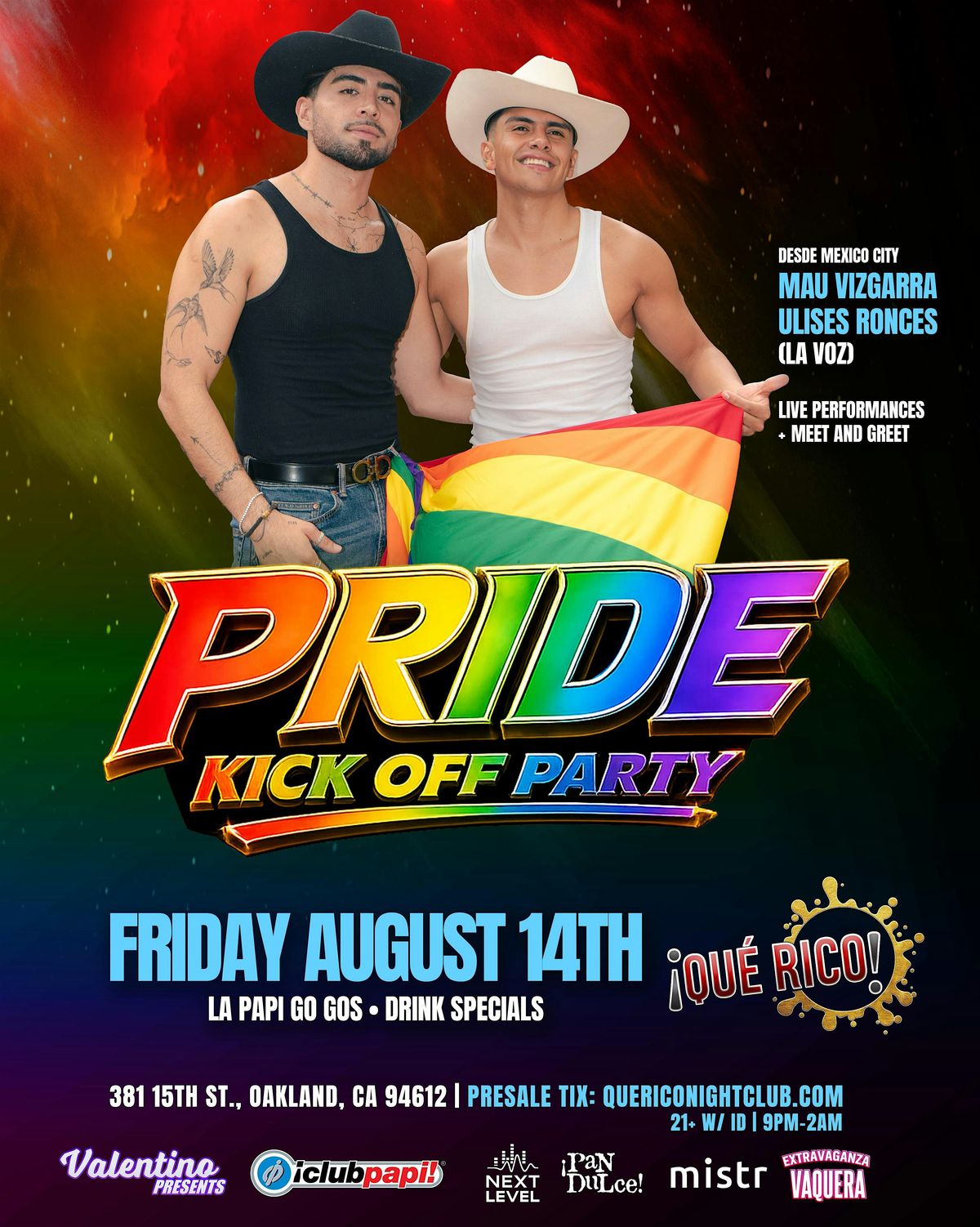 Oakland Pride Kickoff @QueRico flyer