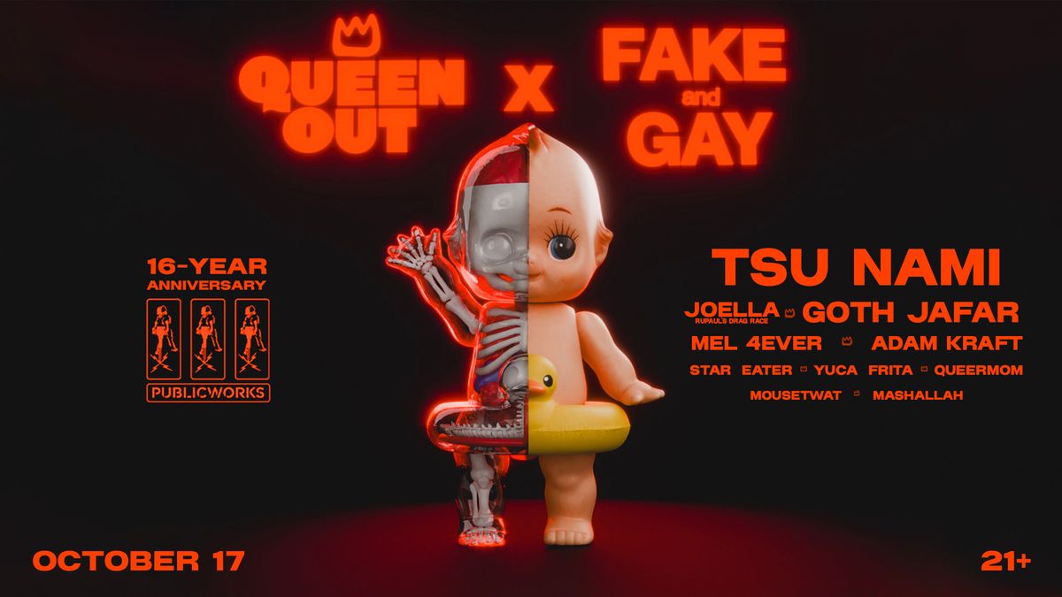 QUEEN OUT x FAKE & GAY: Tsu Nami, Goth Jafar, Joella, & More flyer